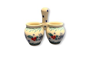 850 Bunzlau dubbel potje met handvat 2973 Kerst